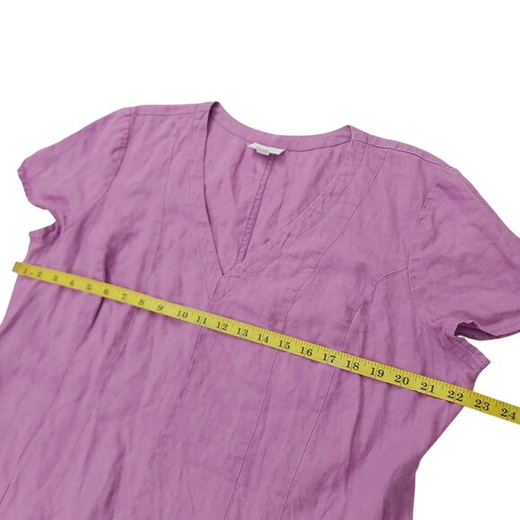 J Jill Love Linen Dress Womens Large Lilac Short Sleeve V-Neck Beach Coastal - Picture 10 of 11
